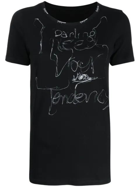 contrast-lettering cotton T-shirt