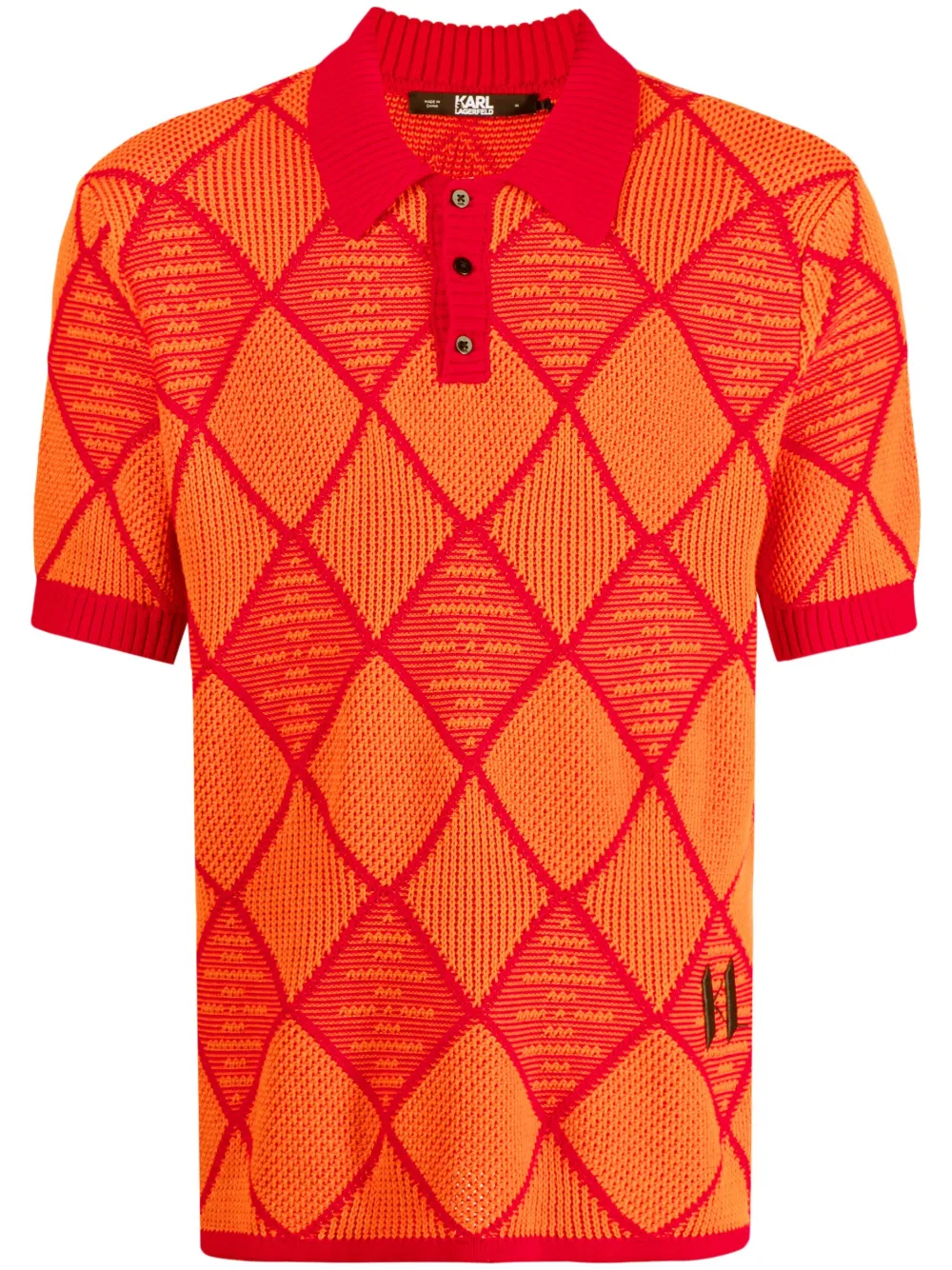 Karl Lagerfeld Textured Knitted Polo Shirt In Red