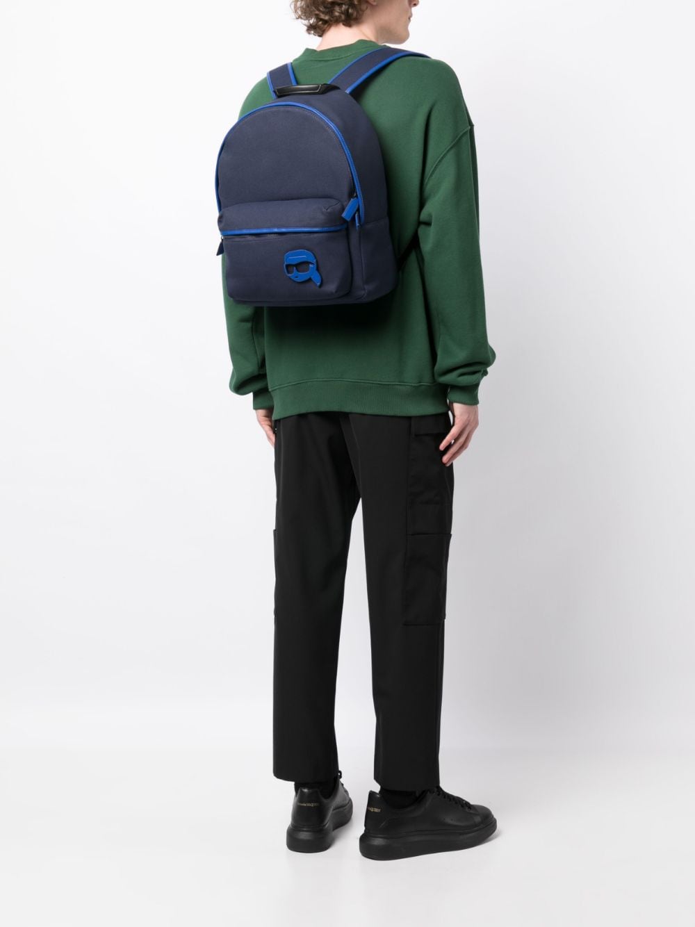 Karl Lagerfeld K/Ikonik 2.0 logo-patch canvas backpack - Blauw
