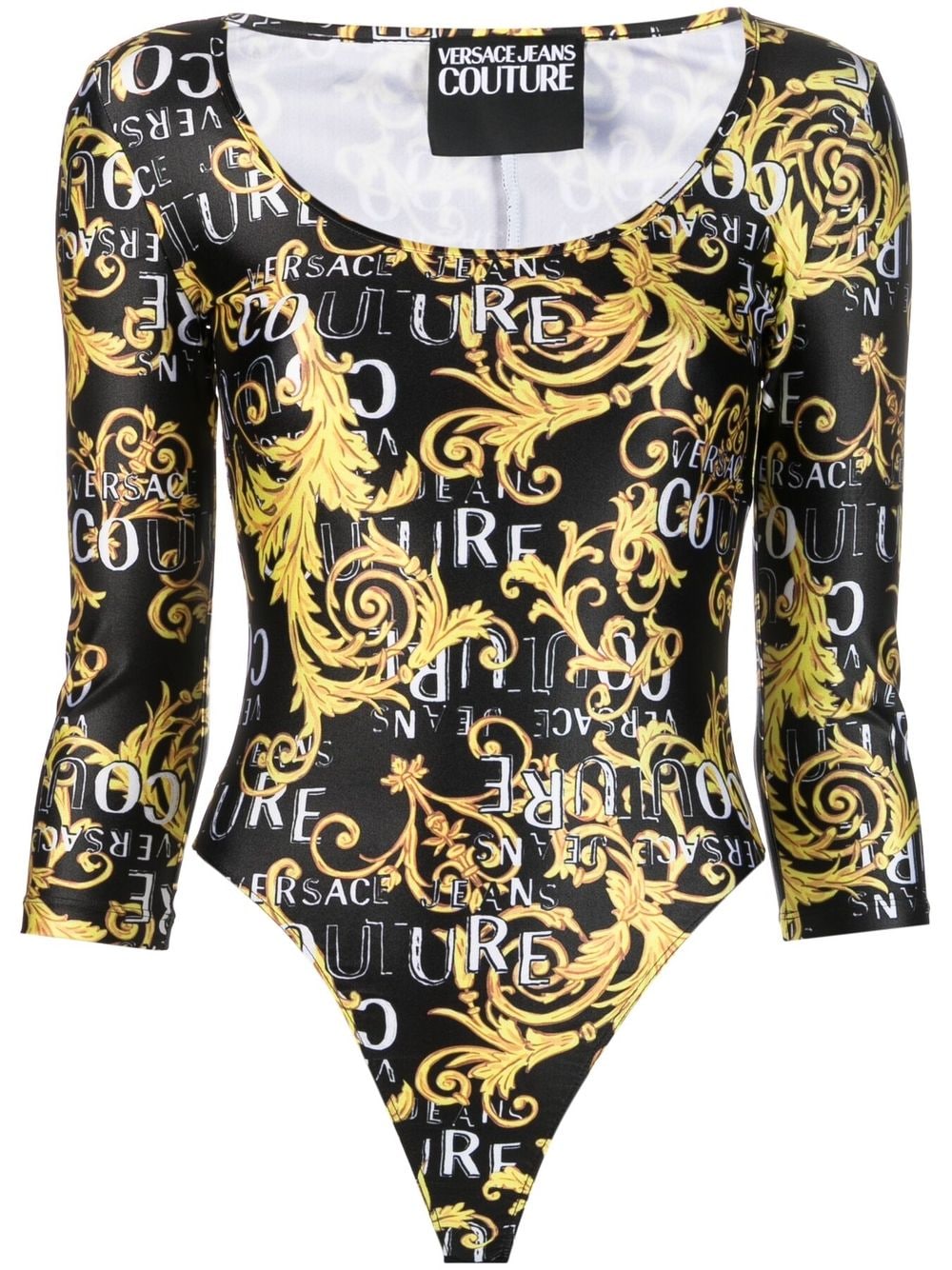 Versace Jeans Couture Logo-print Long-sleeve Body In Black