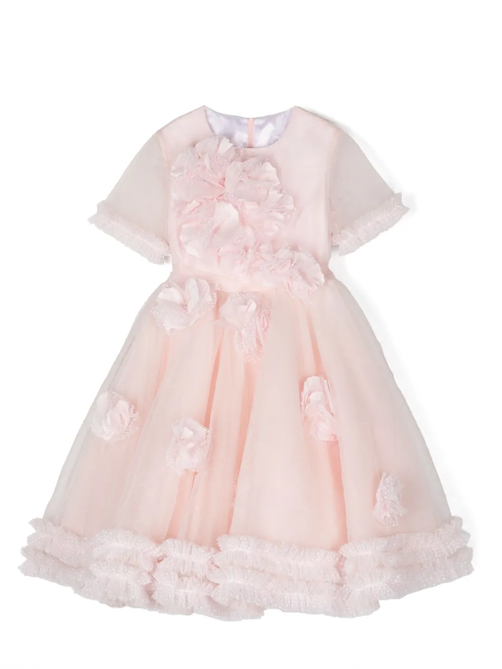 Marchesa Couture Kids' Floral-detail Ruffled Dress In Pink