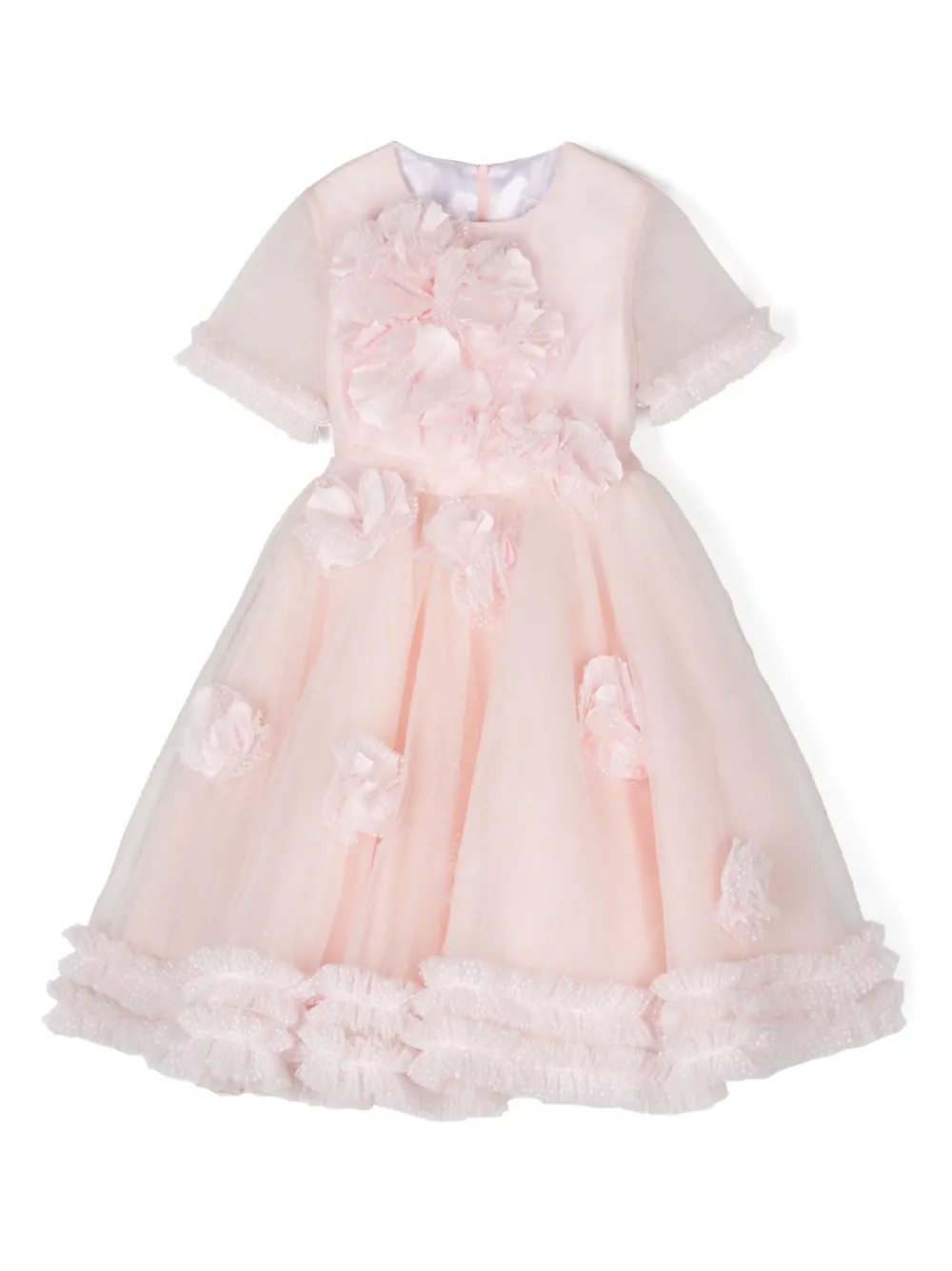 Marchesa Couture Kids' Floral-detail Ruffled Dress In Pink