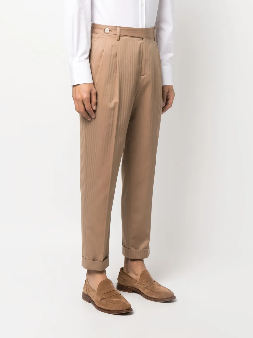 Brunello Cucinelli Stripe-pattern Tailored Trousers In Brown