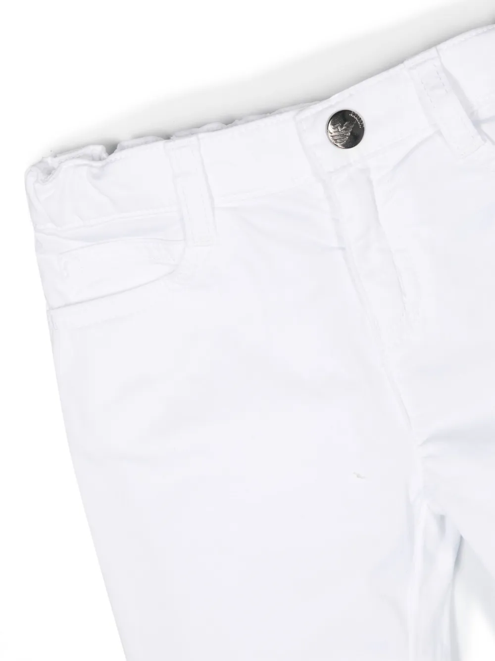 Emporio Armani Straight-leg Cotton Trousers In White