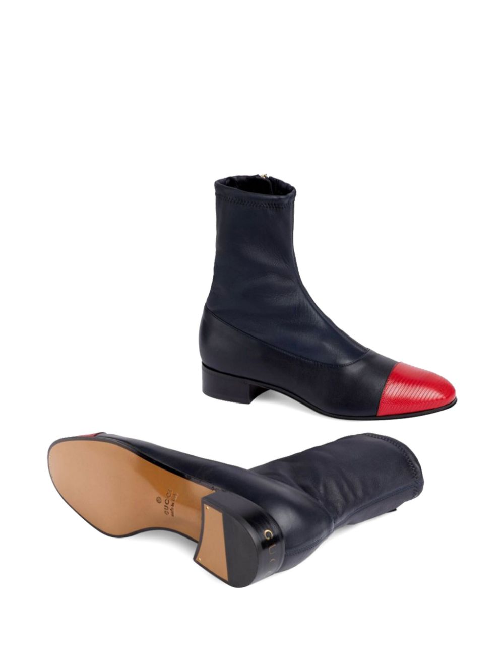 Gucci two-tone leather ankle boots Black