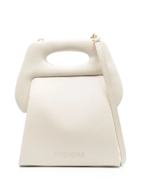 Themoirè debossed-logo leather bag