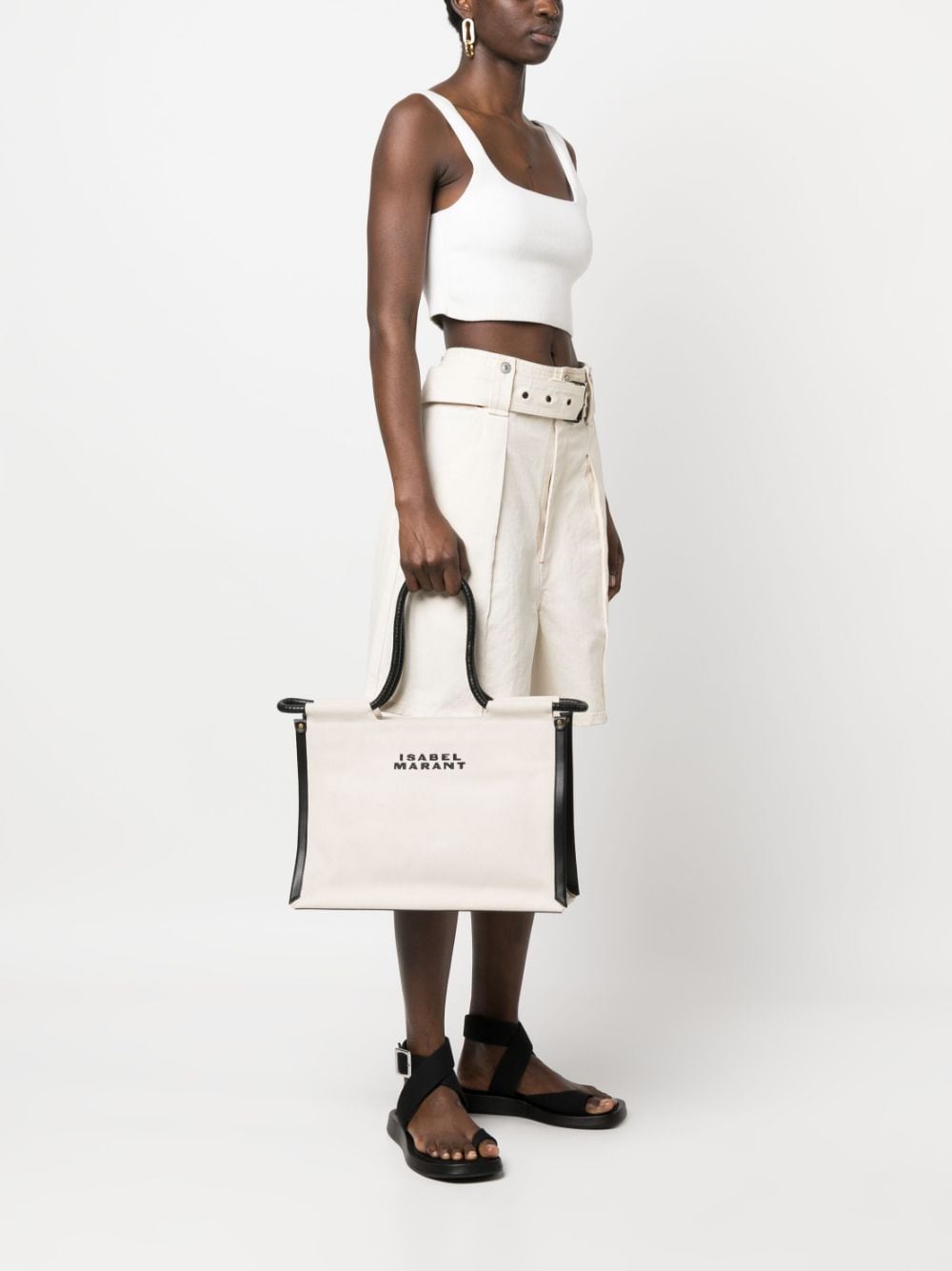 Shop Isabel Marant Cotton Canvas Tote Bag In Weiss