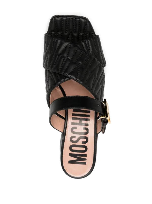 【Moschino】40mmレザーミュール Moschino レザーミュール | ブラック | FARFETCH JP