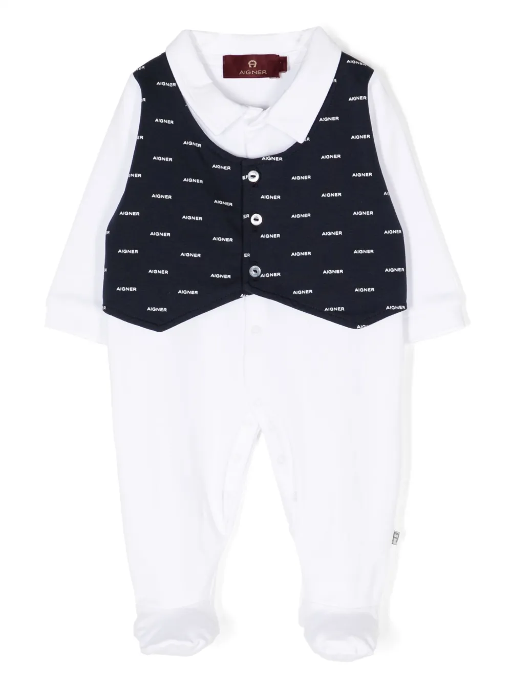 Aigner Babies' Vest-detail Long-sleeve Pajamas In White