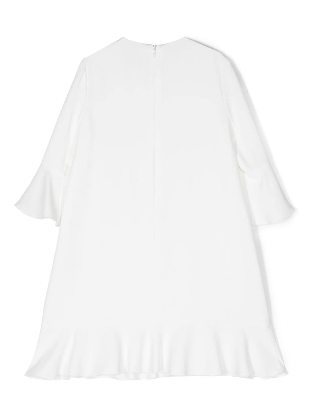 Shop Il Gufo Three-quarter-sleeve Flared Cady Dress In White