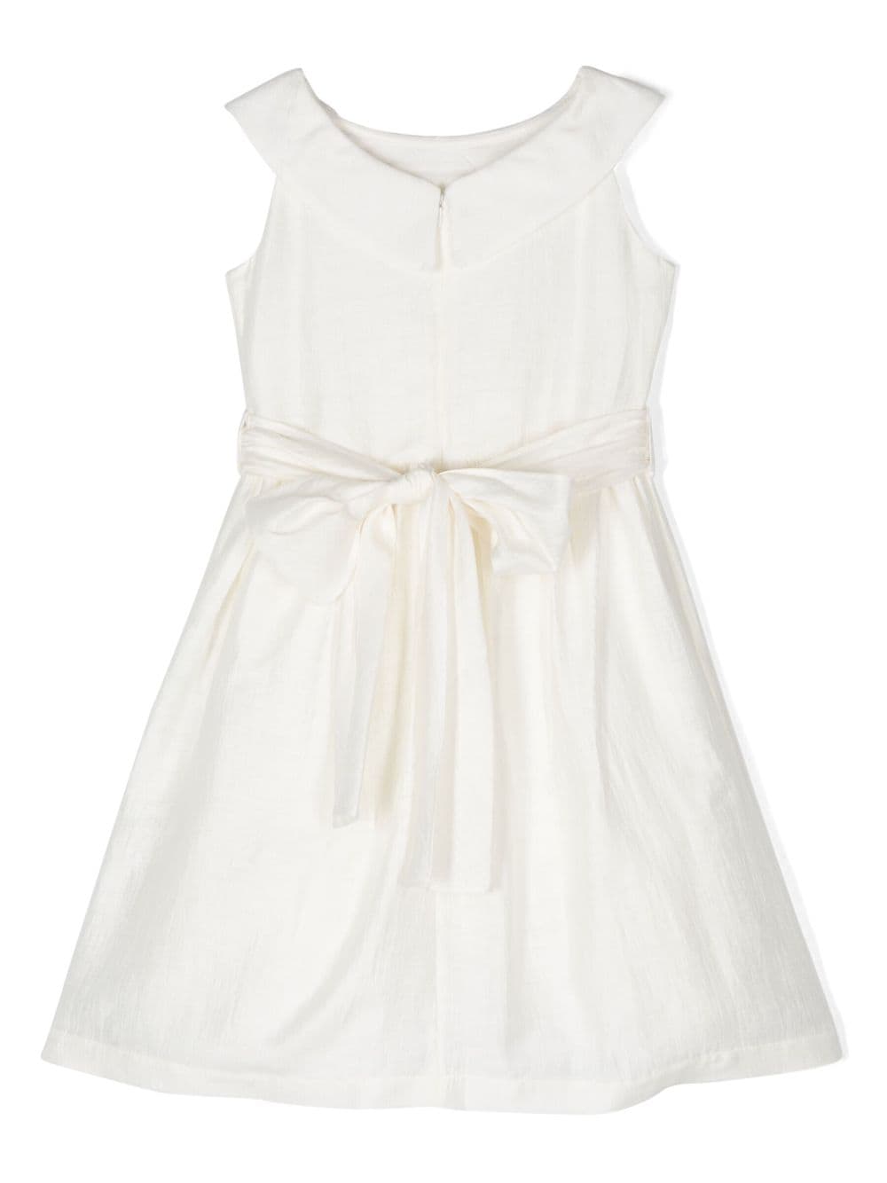 Shop Il Gufo Sleeveless Belted Flared-skirt Dress In White