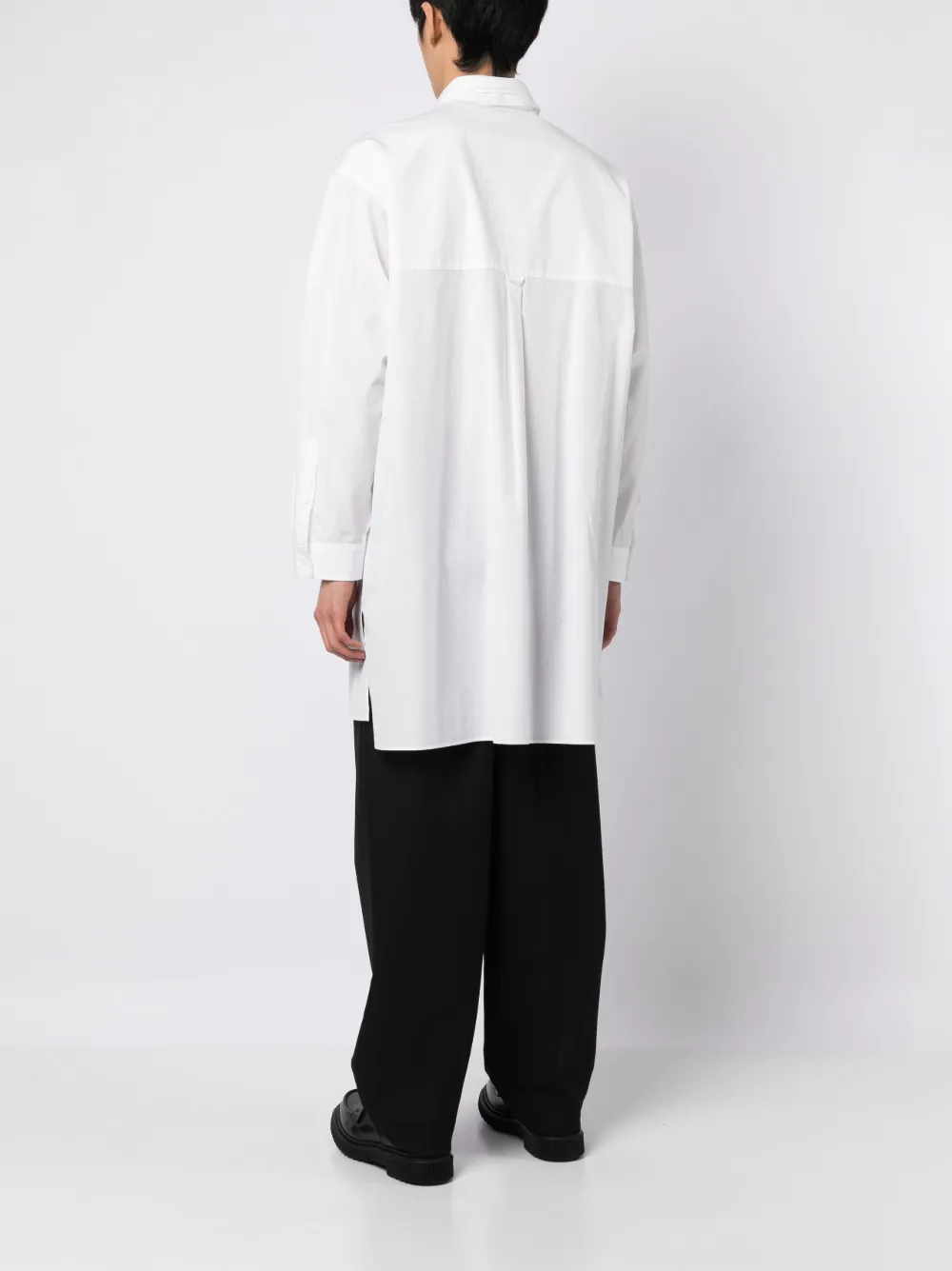 Shop Yohji Yamamoto Panelled Slim-cut Cotton Shirt In Weiss