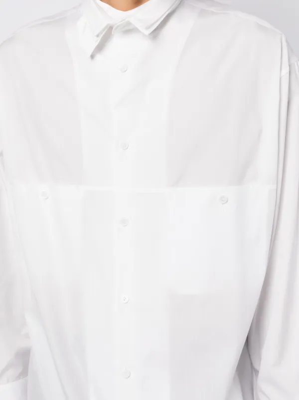 Yohji Yamamoto Panelled slim-cut Cotton Shirt | White | FARFETCH OM
