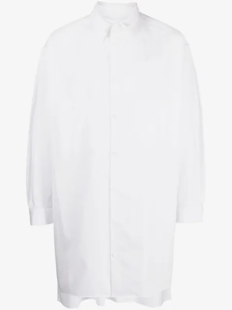 Yohji Yamamoto panelled slim-cut cotton shirt