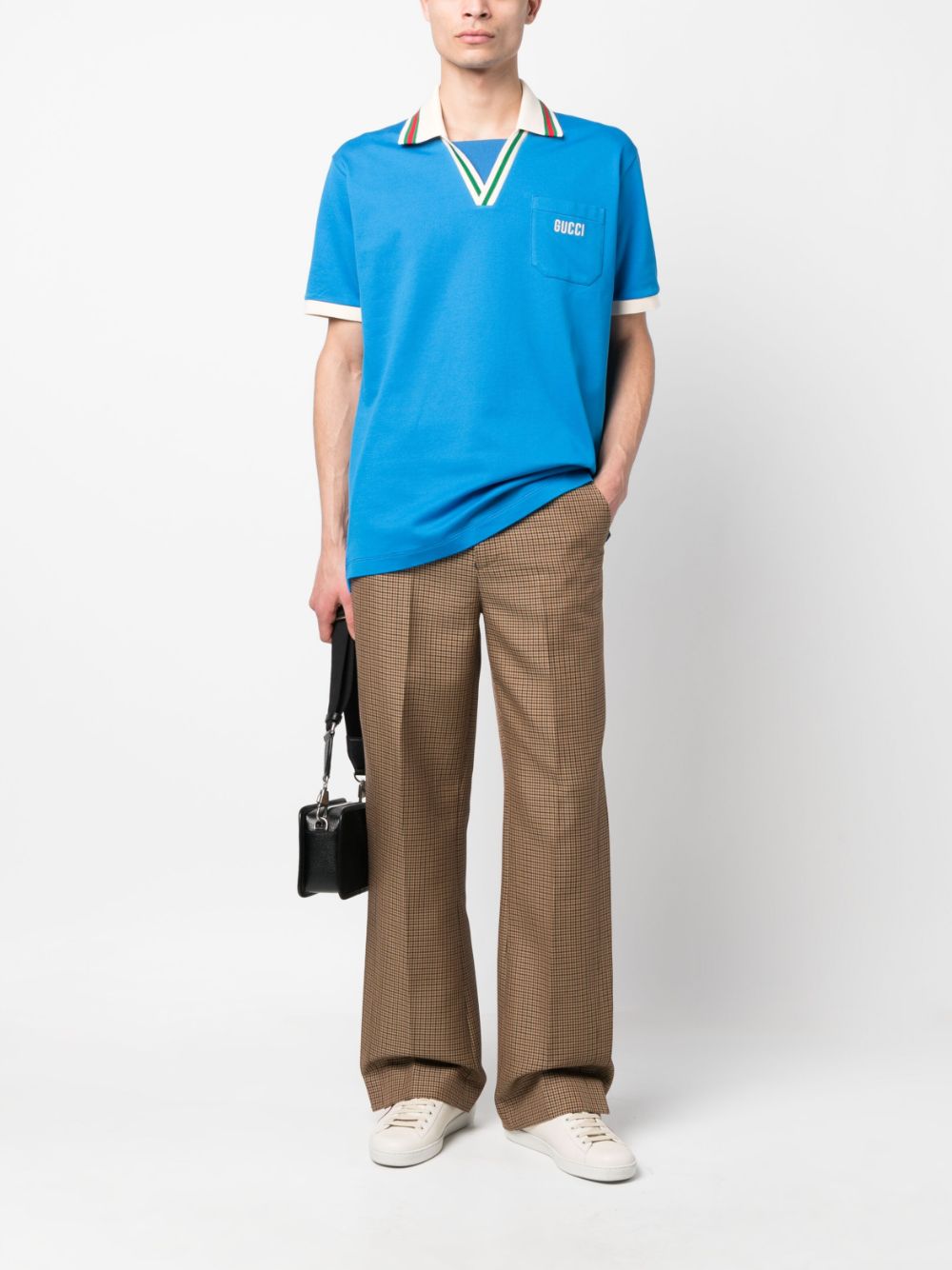 Gucci Poloshirt met geborduurd logo - Blauw