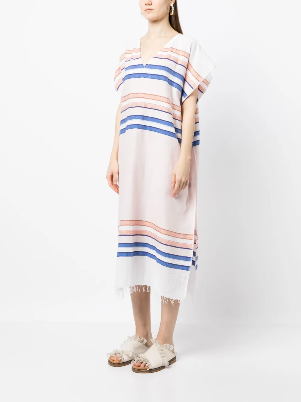  Lemlem Robe-caftan à Rayures Horizontales - Blanc 