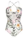 PatBO Jasmine lace-up cut-out swimsuit - Neutrals