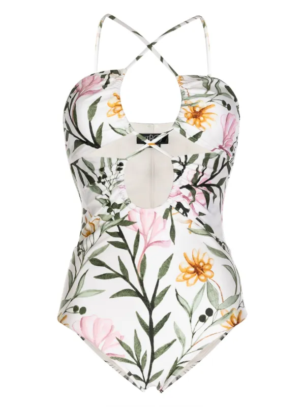 PatBO Jasmine lace up cut out Swimsuit Farfetch