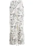 MCQ abstract-print straight-leg trousers - White