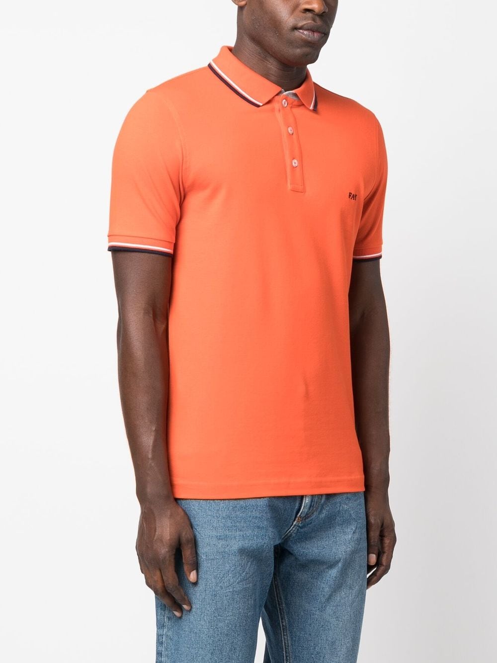 Shop Fay Embroidered-logo Polo Shirt In Orange