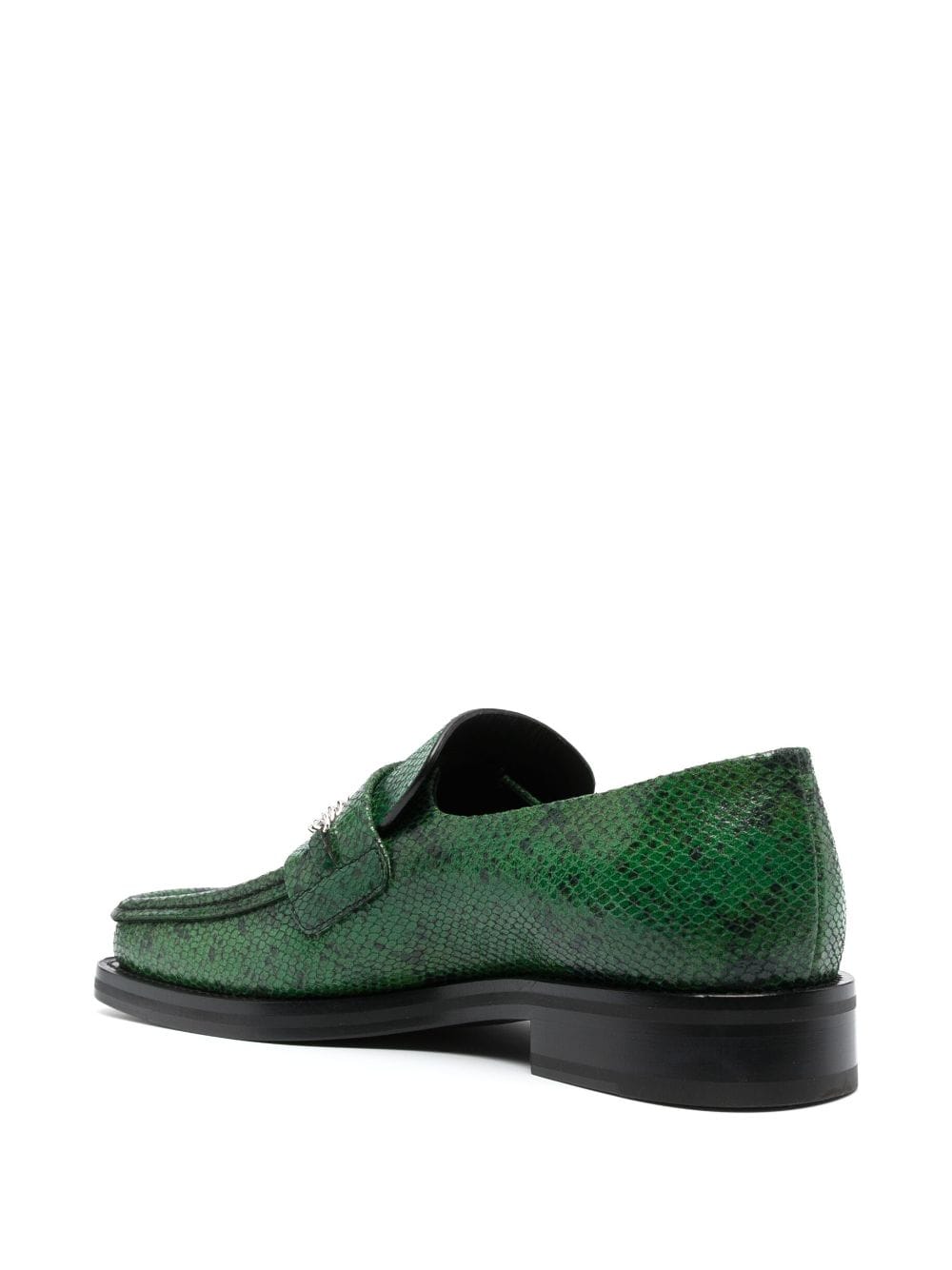 Shop Martine Rose Crocodile-effect Chain-detail Loafers In Green