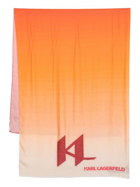Karl Lagerfeld logo-print ombré-effect scarf