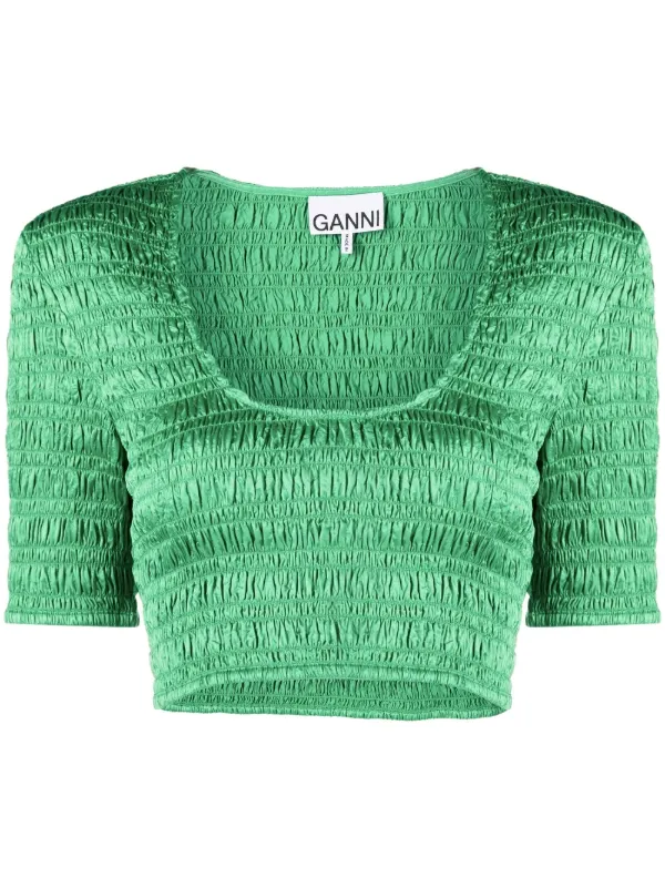 ganni smocked top