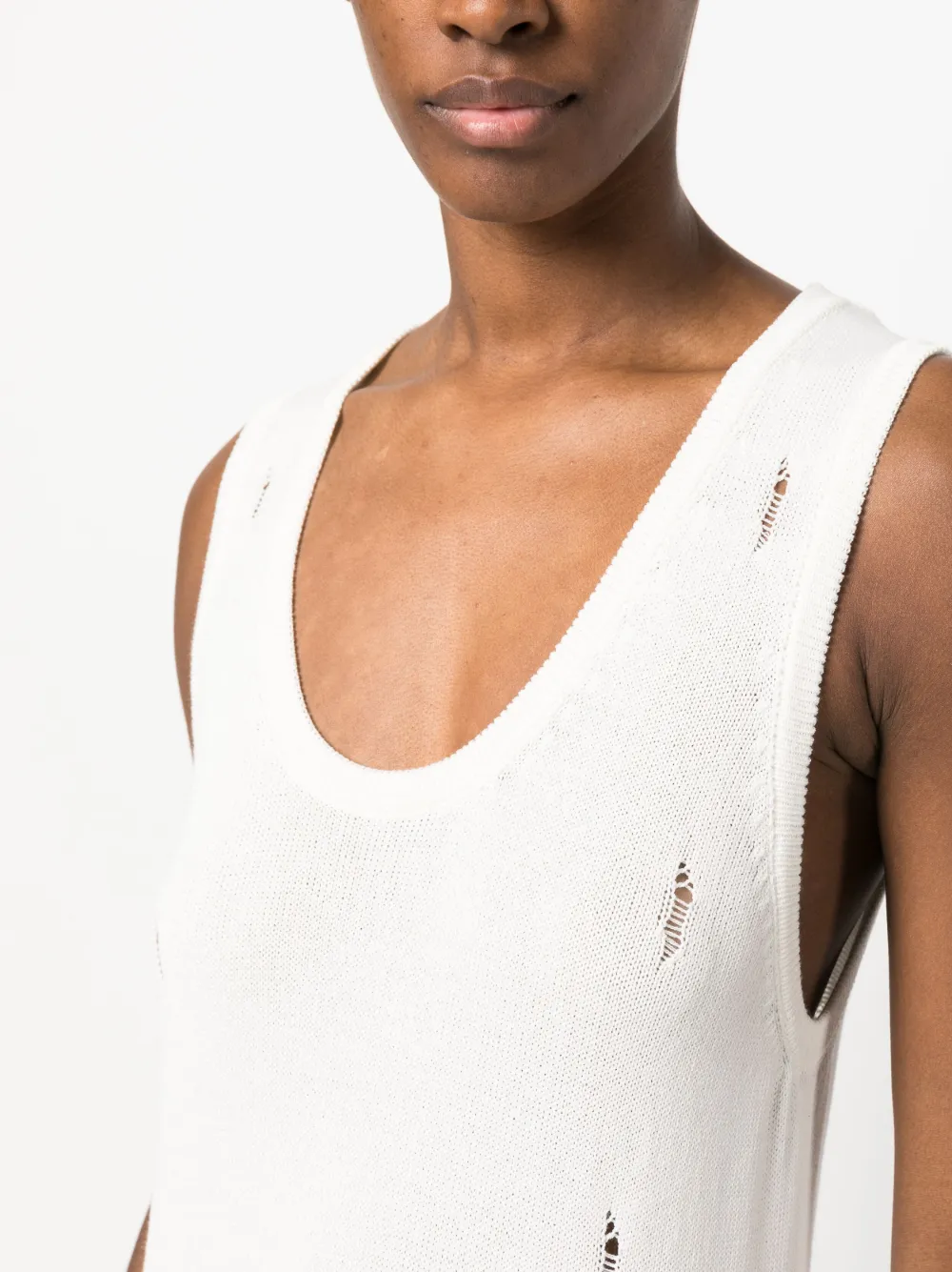 Barrow Distressed Knitted Maxi Dress In White