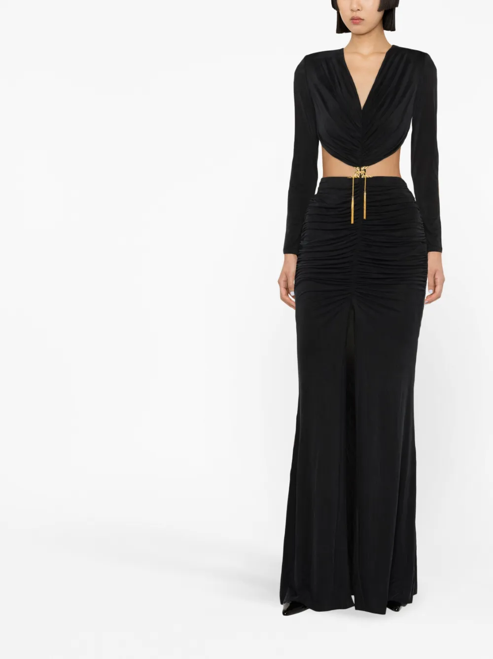 Elisabetta Franchi cut-out backless gown - Zwart