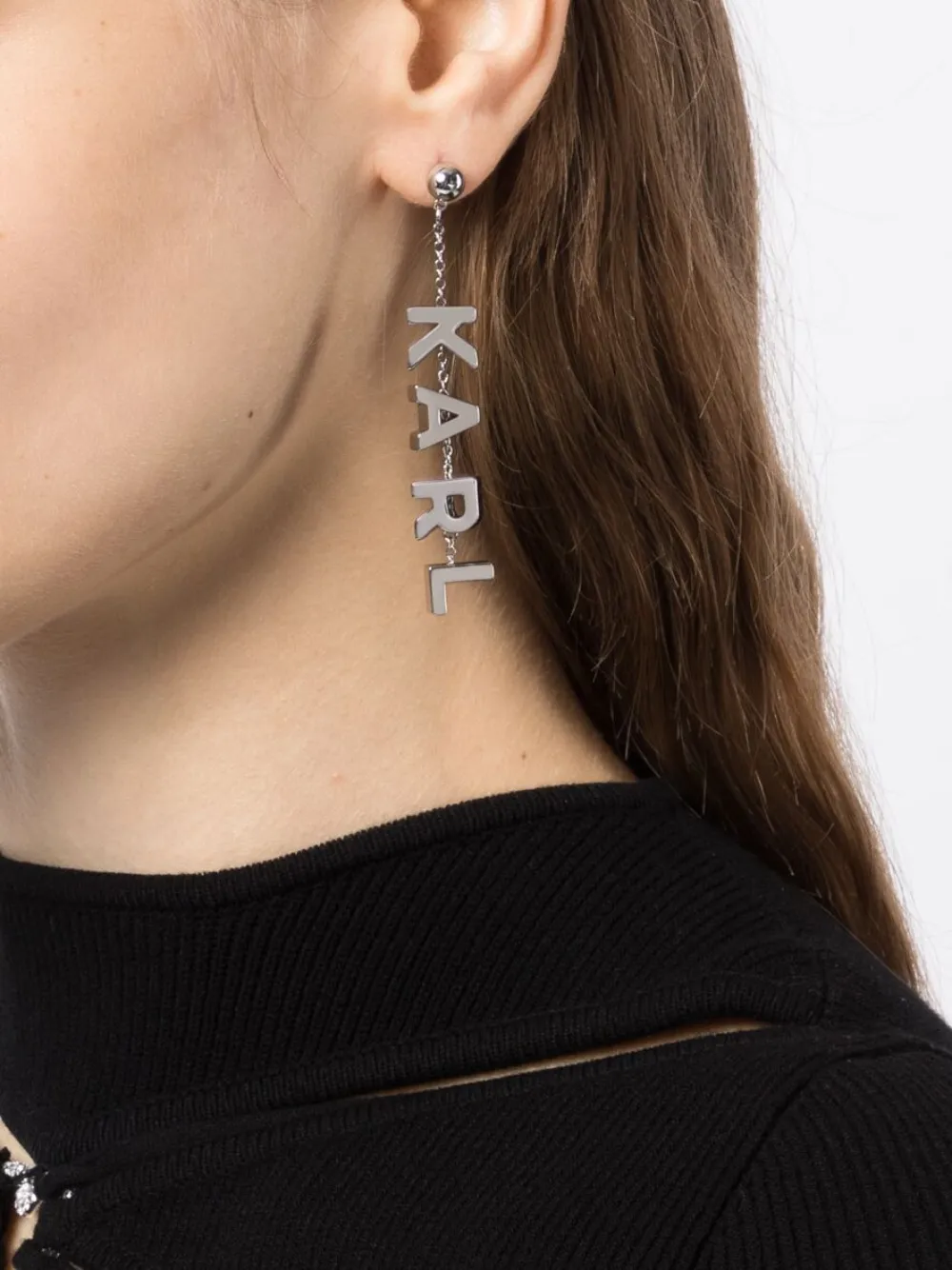 Karl Lagerfeld Oorbellen met logo - Zilver