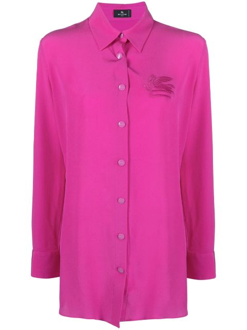 ETRO Pegaso-applique silk shirt Women