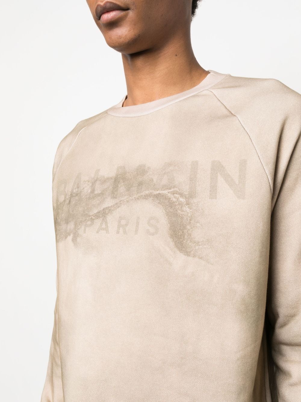 Shop Balmain Logo-print Long-sleeve Sweatshirt In Brown