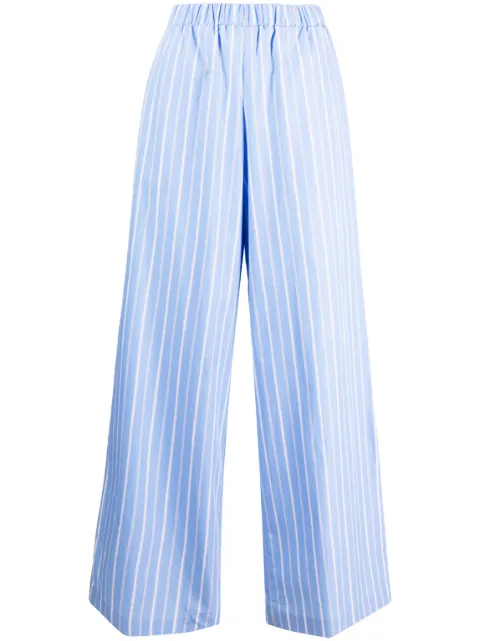 WOERA pantalones palazzo con rayas estampadas