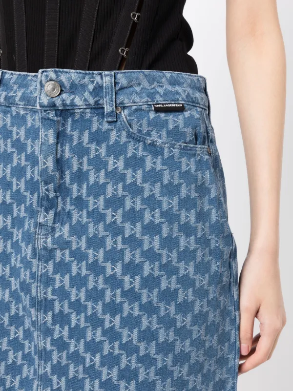 Patterned best sale denim skirt