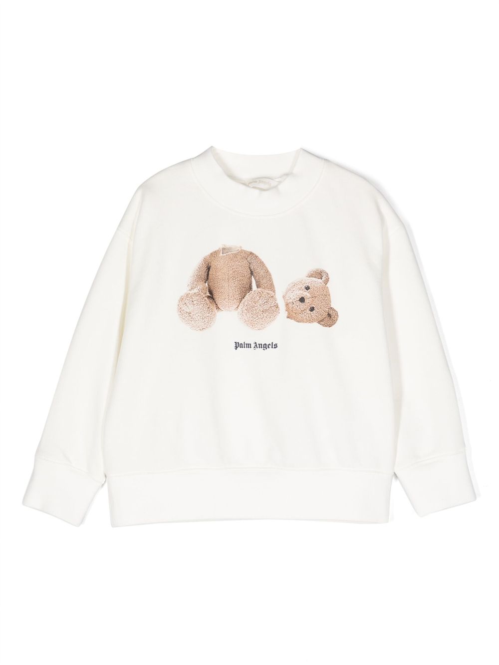 Palm Angels Kids slogan-print cotton sweatshirt - White