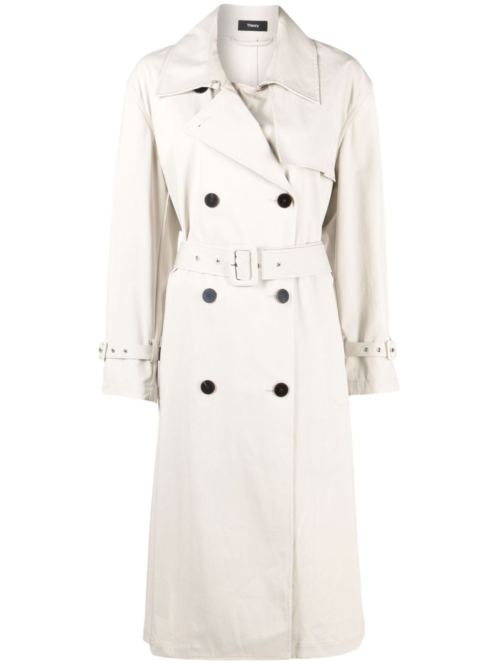 double-breasted belted trench coat