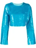 GANNI sequin-embellished crop top - Blue
