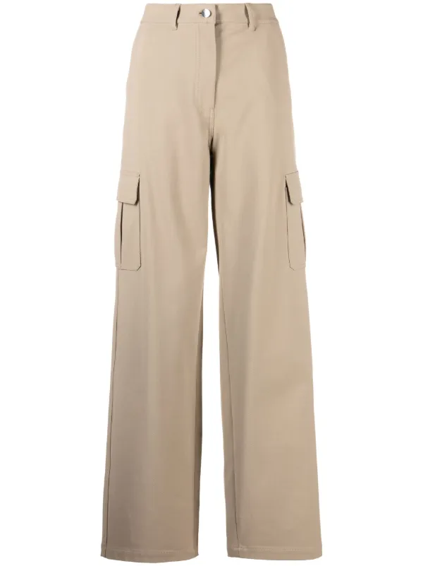 Khaki Wide Leg Cargo Pants, Pants