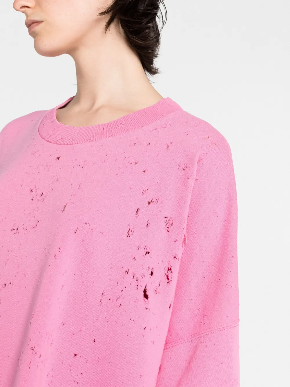 Shop Mm6 Maison Margiela Distressed Sweatshirt Dress In Pink