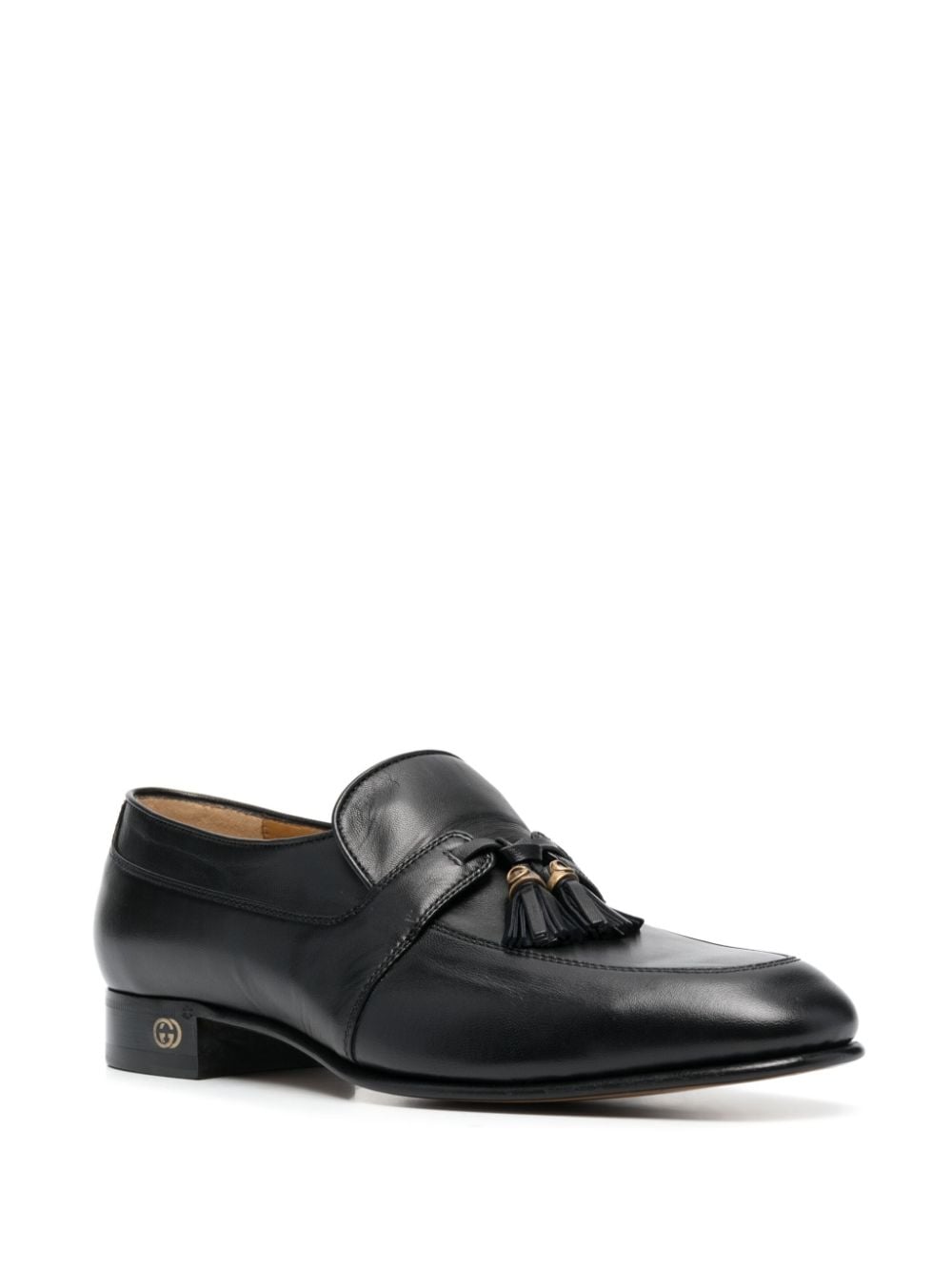 Shop Gucci Tassel-trim Leather Loafers In Schwarz