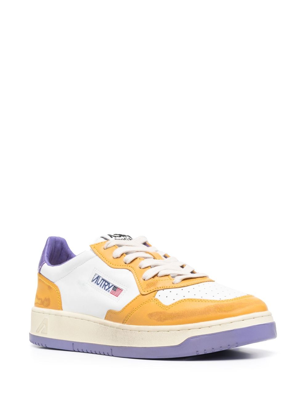Shop Autry Colour-block Panelling Low-top Sneakers In Weiss