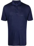 120% Lino short-sleeved linen polo shirt - Blue