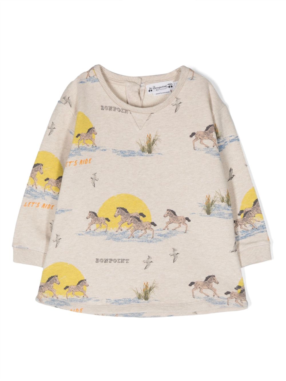 Bonpoint Kids' Horse-print Cotton Sweatshirt In Neutrals