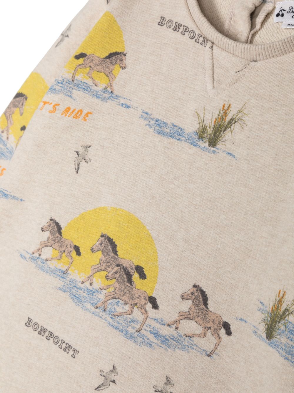 Shop Bonpoint Horse-print Cotton Sweatshirt In Neutrals