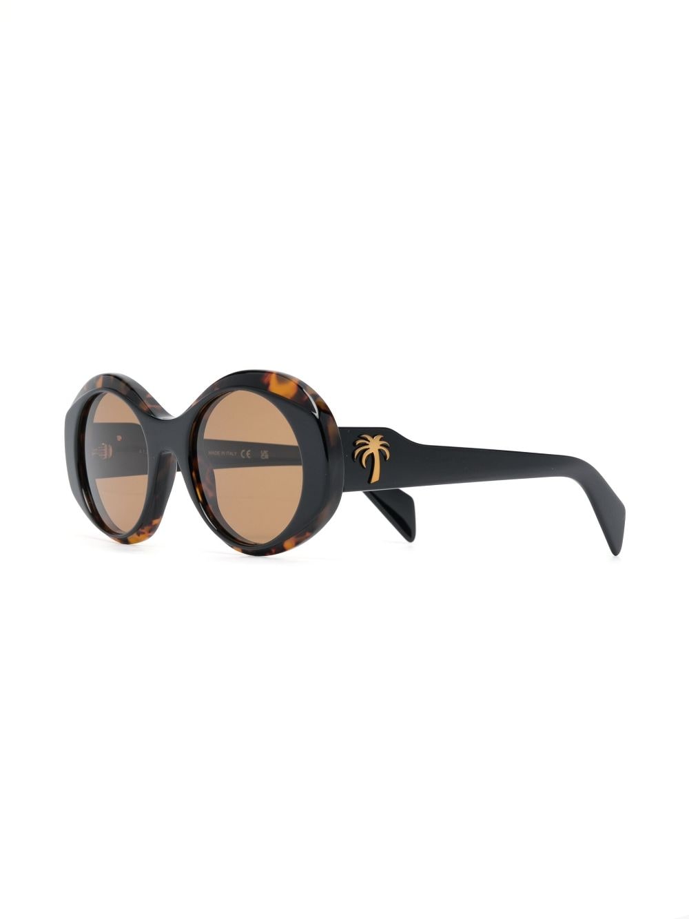 Shop Palm Angels Tortoiseshell-effect Round-frame Sunglasses In Braun