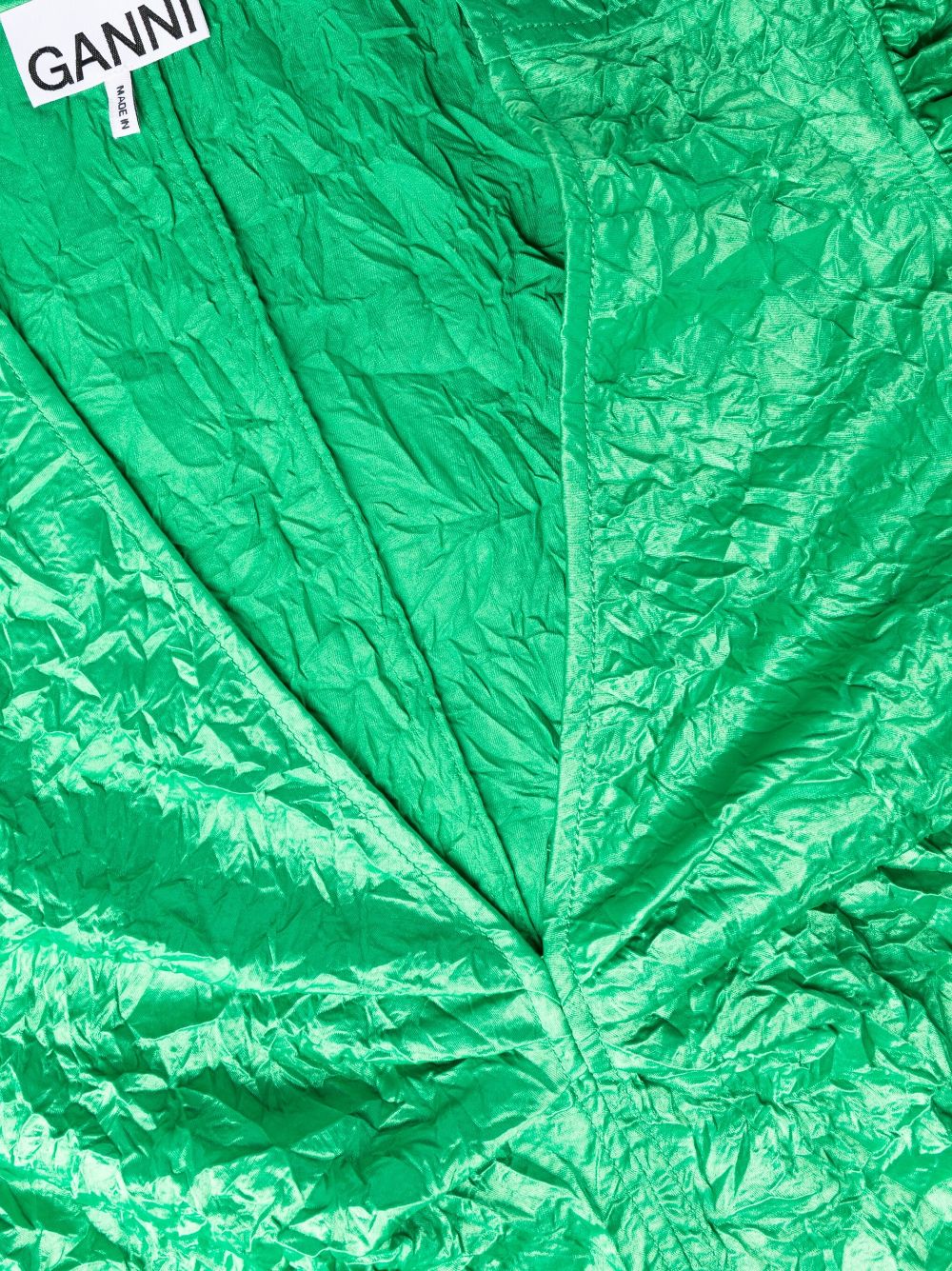 Shop Ganni Crinkled-effect Dress In Green