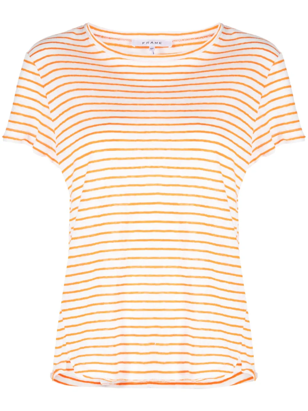 FRAME striped organic-linen T-shirt | Neutrals | Image 1
