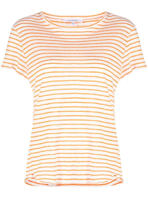 FRAME striped organic-linen T-shirt