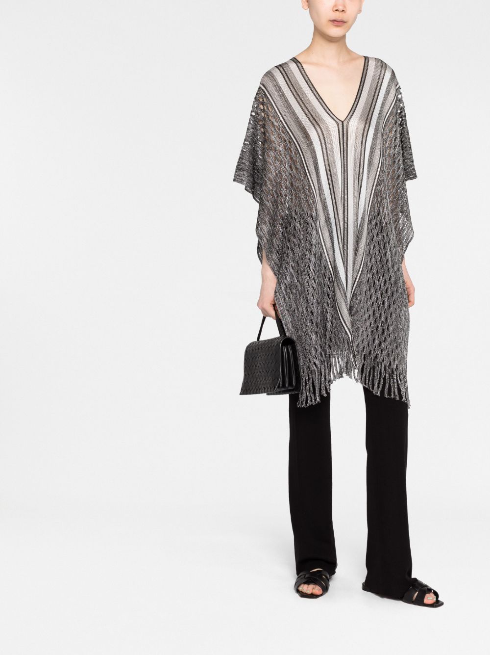 Missoni Opengebreide poncho - Zwart