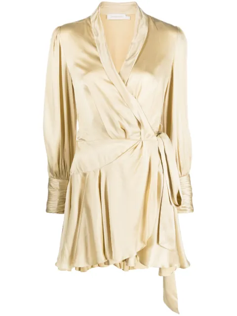 ZIMMERMANN ruffled silk wrap minidress